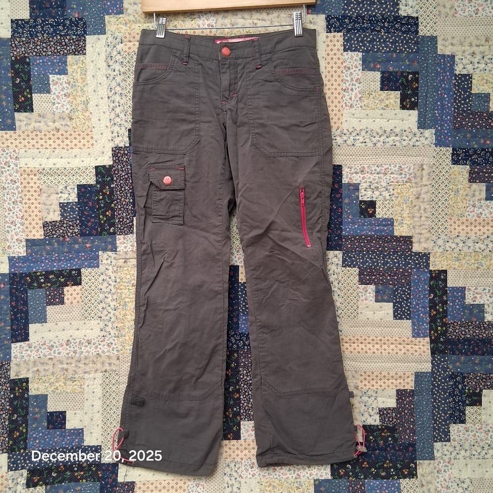 Vintage Kik Girl Skater Pants Size 1 Gray Straight Leg Race Kik Wear Goth